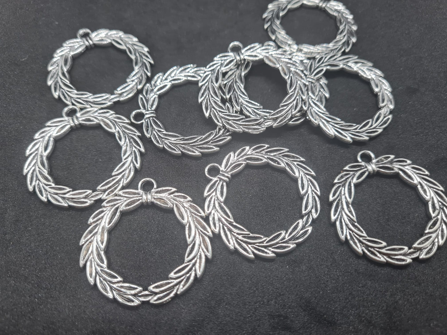 10 pz Corona alloro 35 mm colore argento ghirlanda lauro laurea